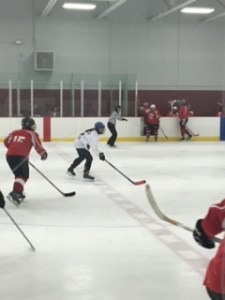 Playing left wing at my first game - and still staying upright!