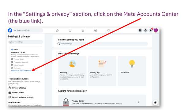 This will bring up the Settings section. Look at the menu on the left and click on the blue link. 