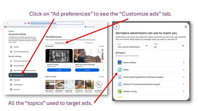 Click on Ad Preferences and then Customize Ads